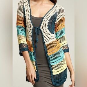 Miracle City from Nordstrom Multicolor Crochet Open-Front Sweater